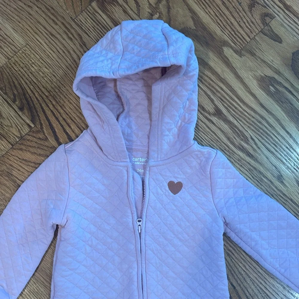 Baby Girl Quilted Hooded One Piece Suit. Size 24 Months. Excellent to Like New.